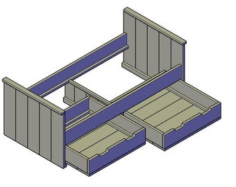 Dibujo de construcción de cama individual con almacenaje W900 L2000mm Medidas métricas (milímetros) Idioma: Español
