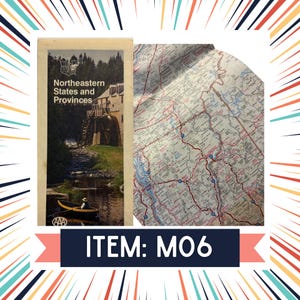 M06 - Vintage Straßenkarten - Vollklappkarten | Reise Ephemera, Junk Journal, Collagenpapier, Retro Dekor | Nordöstliche Staaten & Provinzen