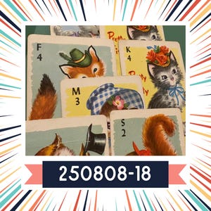 250808-18 Animal Rummy Cards. 1950s Whitman Game Cards. Pick Your Favorite. Vintage Ephemera. Junk Journal Supply. Paper Collage. Card Games