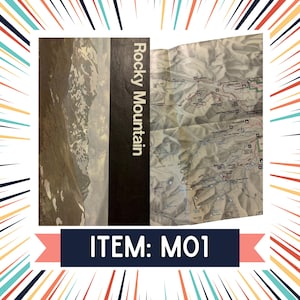 M01 - Cartes routières vintage - Cartes pliantes | Objets éphémères de voyage, journal indésirable, papier pour collage, décoration rétro | Montagne Rocheuse