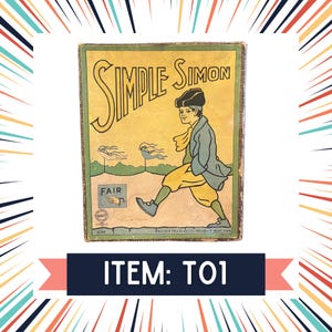 T01 - Tarjetas antiguas del juego de cartas Simon Simple de 1905 - Colección de cartas vintage efímera para diarios basura y álbumes de recortes