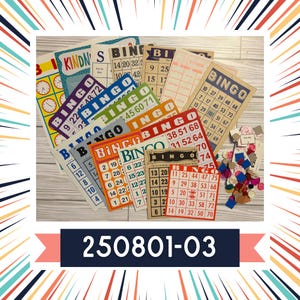 250801-03 Vintage Bingo Karten. Vintage Ephemera. Vintage Spielfiguren. Bingo Card Variety Pack. Junk-Journal Zubehör. Bastelbedarf.