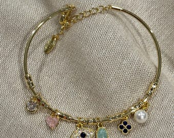 Gold Plated Sparkling CZ Bangle Bracelet