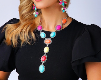 Fuchsia Stone Squash Blossom Necklace Fuchsia Stone Squash Blossom Necklace