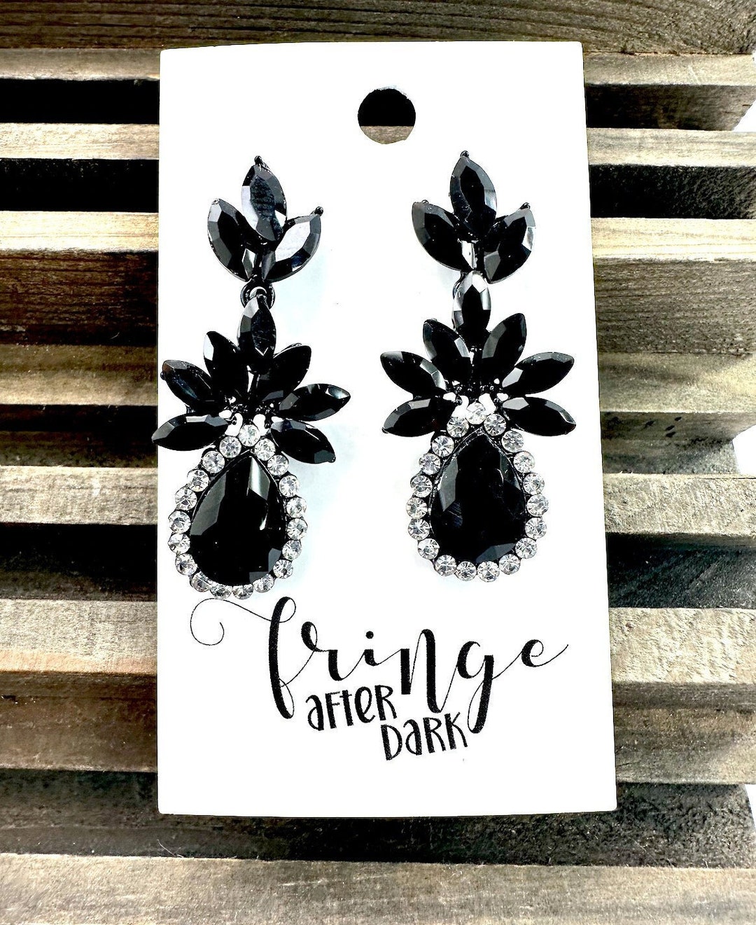 2.0 Black Rhinestone Dangle Earrings Jet Black Pageant Etsy