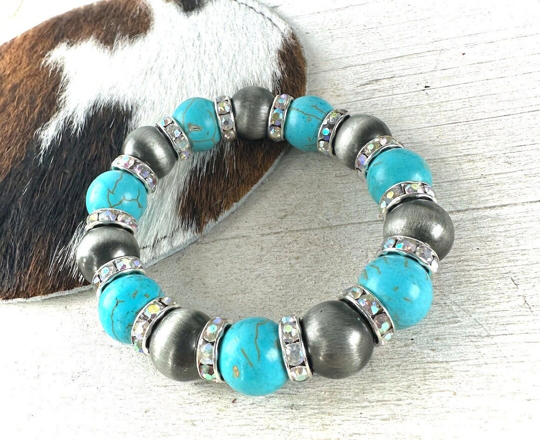 Navajo Pearl Style 12mm Bracelet, Chunky Turquoise Color