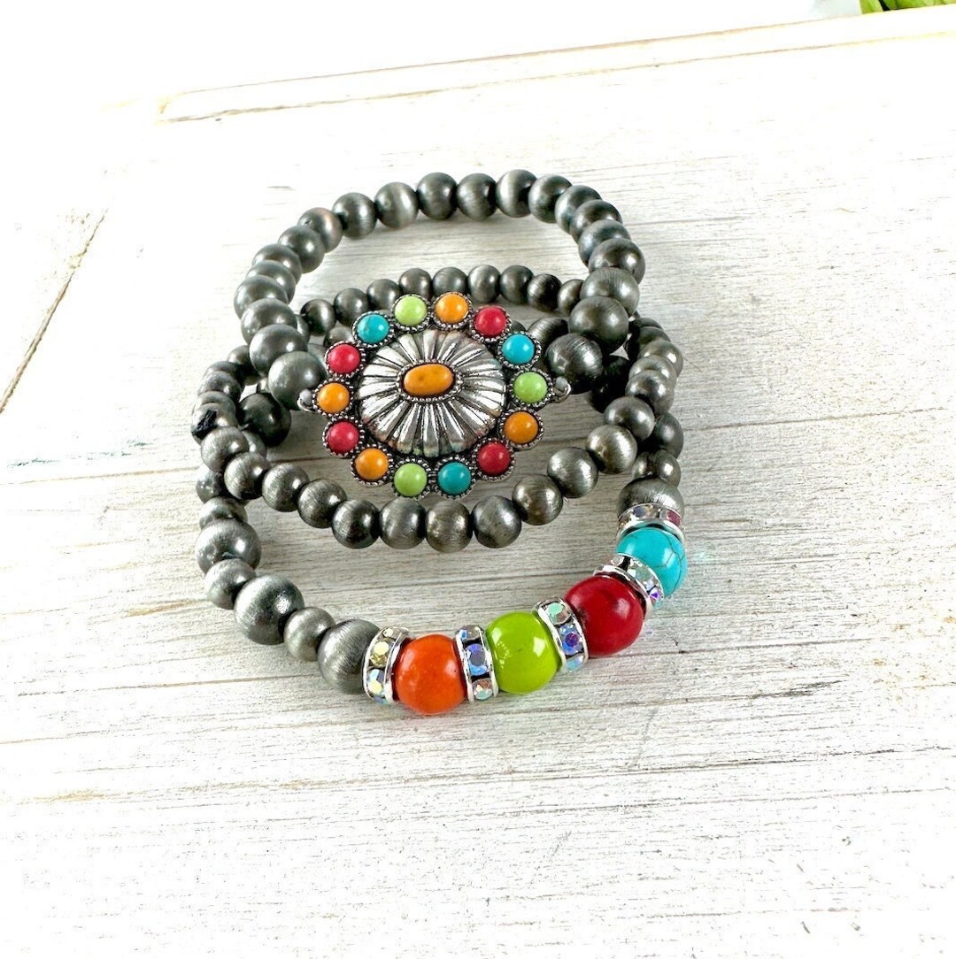Navajo Pearl Stretchy Bracelet 4mm