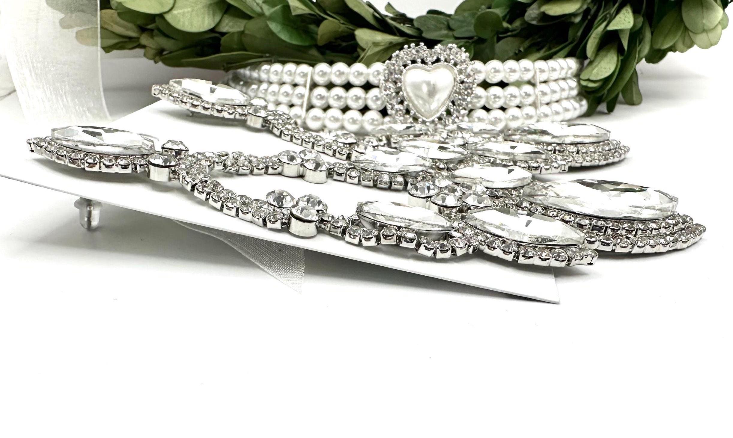 4 Inch Long Crystal Drop Earrings - Single Strand Rhinestone Silver Fashion Jewelry