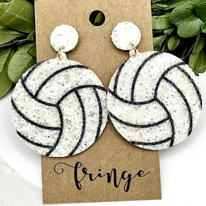 Volleyball glitter dangle earrings, volleyball drop earrings