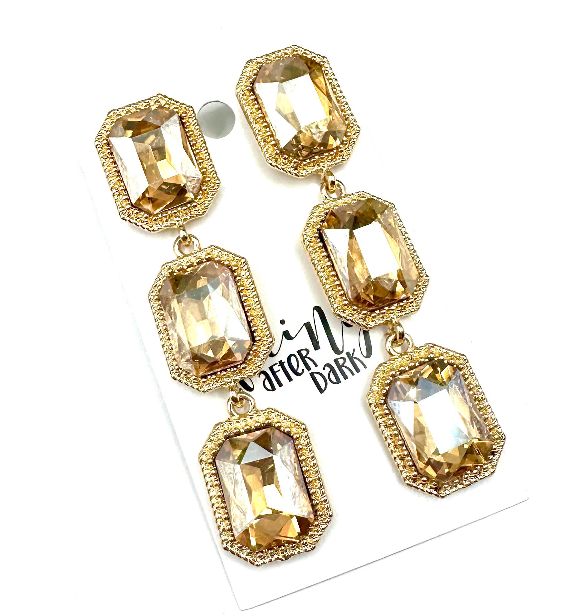 Gold Crystal Dangle Earrings