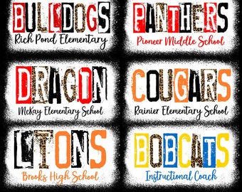 Bundle Custom School Mascot Png, School Spirit Png, Team Mascot Png, School Pride Png, Game Day Png, Mascot Team Shirt, Sublimation Design