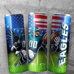Eagle 20oz Skinny Tumbler Wrap PNG, 20oz Skinny Tumbler Sublimation Designs, Instant Download Tumbler Wrap, Sport Team