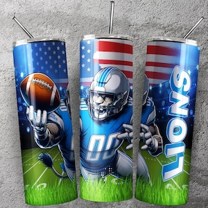 Lion 20oz Skinny Tumbler Wrap PNG, 20oz Skinny Tumbler Sublimation Designs, Instant Download Tumbler Wrap, Sport Team
