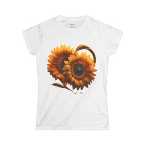Sunflower Love Women's Softstyle Tee, Sunflowers T-Shirt, Happiness Peace Tee, Love Floral Shirt, Women's Graphic Tee