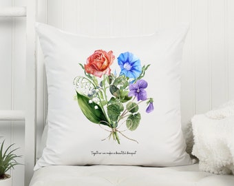 Personalized Birth Flower Pillow, Mothers Day Gift, Family Name, Custom Grandma's Garden Pillow with Grandkids, Valentines For Wife