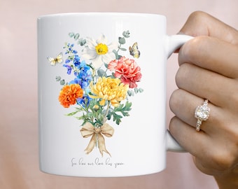 Birth Flower Mug, Custom Birth Month Flower Coffee Cup, Personalized Mothers Day Gift, Grandma Gift, Custom Wedding Mug, Anniversary Gift