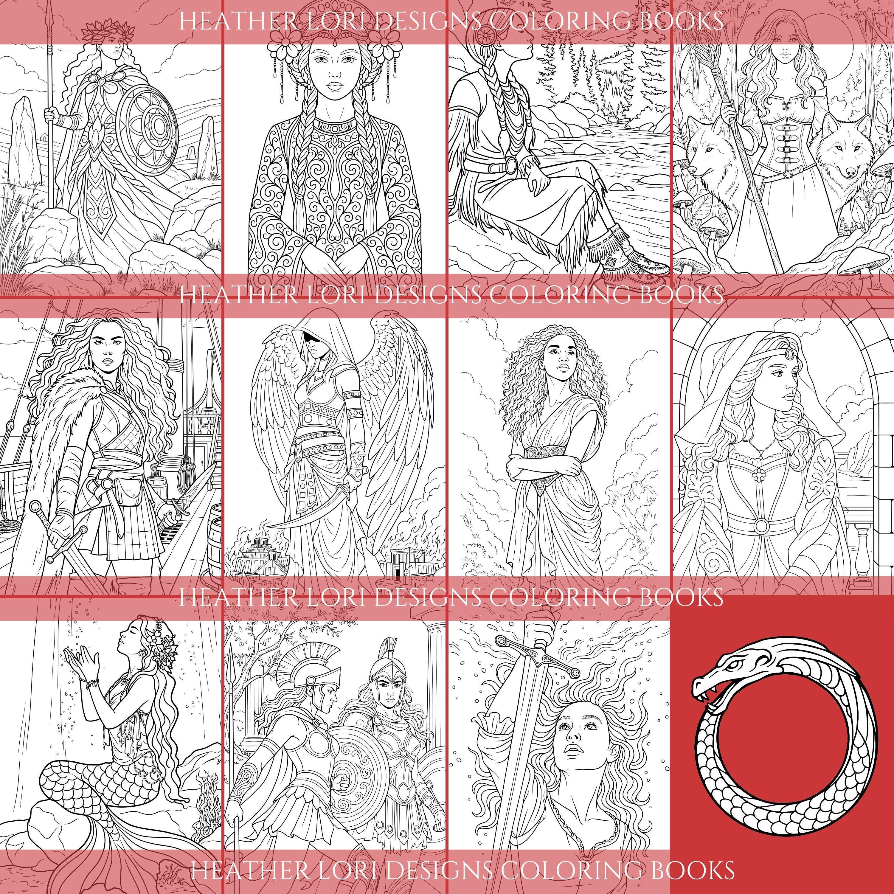 Myths & Legends Coloring Book, Printable Fantasy Colouring Pages, Adult ...