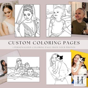 1 Custom Coloring Page, Personalized Coloring Page From Photo, Printable Coloring Books, Gift For Kids, Wedding Coloring book, Valentines