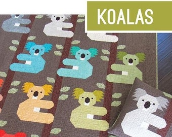 Koalas quilt Pattern by Elizabeth Hartman EH 054 pillow cover, small & large quilt sizes Cute!