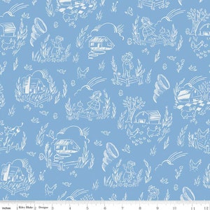 SALE Dorothy's Journey fabric Kansas Blue Riley Blake Designs by Jill Howarth Wizard of Oz fat quarter half yard C8682-Blue