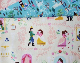 3 Fat Quarters Cream Main BEAUTY and the BEAST fabric Riley Blake Designs by Jill Howarth