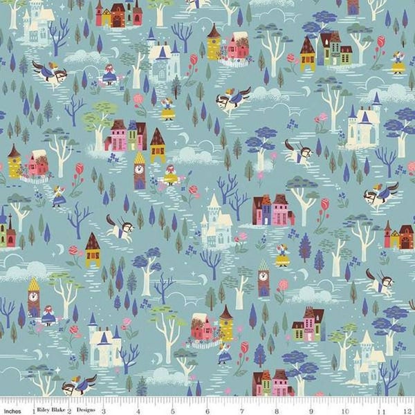 BEAUTY and the BEAST fabric French Countryside blue Riley Blake Designs by Jill Howarth fat quarter half yard C9533-Blue