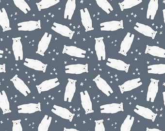 NICE ICE BABY fabric navy blue polar bear Riley Blake Designs by Deena Rutter fat quarter half yard C11601-navy