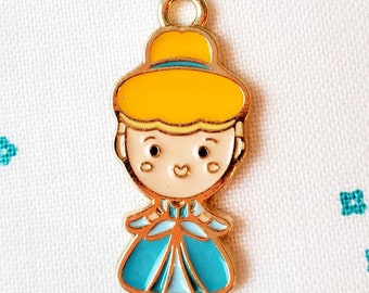 Cinderella princess Charm, zipper pull, crochet marker, fob