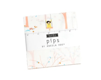 PIPS 5 inch charm pack Moda Fabric by Aneela Hoey 24590PP puppy girl swing