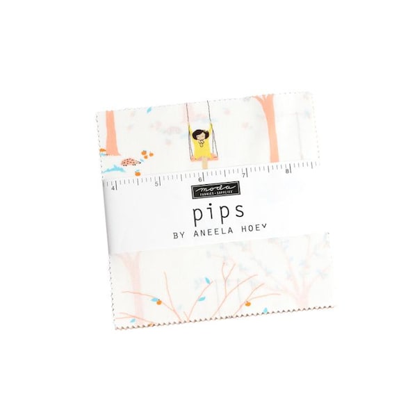 PIPS 5 inch charm pack Moda Fabric by Aneela Hoey 24590PP puppy girl swing