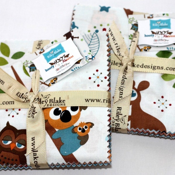 2 Packungen - Quadrate 5 cm Charme Stoff HOOTY HOOT gibt von Riley Blake