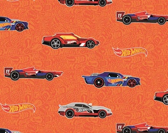 Hot Wheels fabric orange Main Riley Blake Designs fat quarter half yard C9750-ORANGE car toy