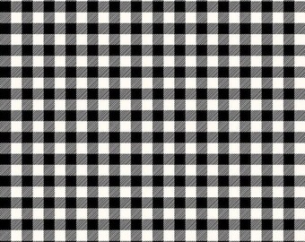 1 yard FLANNEL Black Buffalo Check Plaid white fabric from Riley Blake F455-BLACK