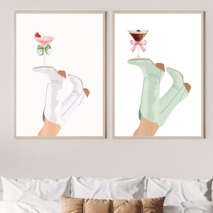 Cowgirl Martini Art Print: Retro Western Decor (Digital Download)