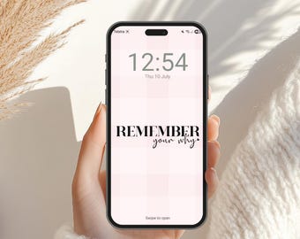 Gingham iPhone Wallpaper - Girly Positive Vibes (Digital Download)