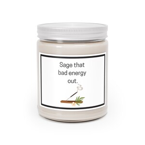 Sage Scented Soy Candle: Aromatherapy Stress Relief, 9oz