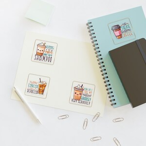 Cute Coffee Stickers for Planners - Funny Coffee Lover Decals - Aesthetic Coffee Art