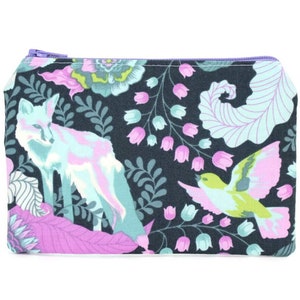 ESCOLHA O TAMANHO Bolsa com zíper Floral Fox / Bolsa com zíper com animais da floresta da primavera / Bolsa fofa para câmera