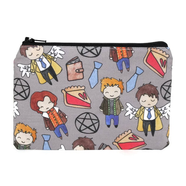 CHOOSE SIZE Supernatural Pouch / Sam Dean Winchester Camera Bag / Castiel Make Up Bag