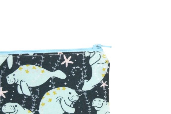 Manatee Zipper Pouch / Manatee Wallet / Sea Cow Camera Bag, Nature