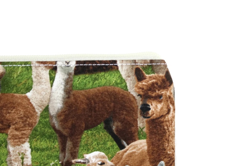 CHOOSE SIZE Alpaca Zipper Pouch Adorable Llama Knitting Project Bag Cute Camera Bag