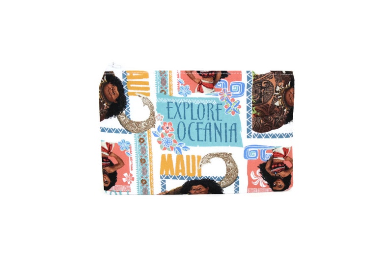 CHOOSE SIZE Moana Zipper Pouch Disney Moana Maui Bag Explore Oceania