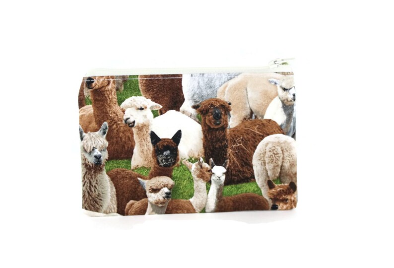 CHOOSE SIZE Alpaca Zipper Pouch Adorable Llama Knitting Project Bag Cute Camera Bag