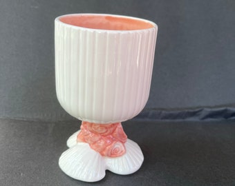 1977 Fitz & Floyd Seashell Shaped Goblets Cups Oceana Nautical Beach 5”-Coral Pink-White