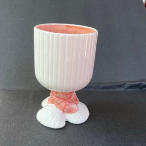 1977 Fitz & Floyd Seashell Shaped Goblets Cups Oceana Nautical Beach 5”-Coral Pink-White