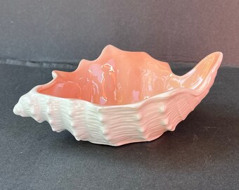 1976 Porcelain Vintage Fitz And Floyd Ceramic Coquille Conch Shell Seashell -Dish Bowl -Trinket Dish