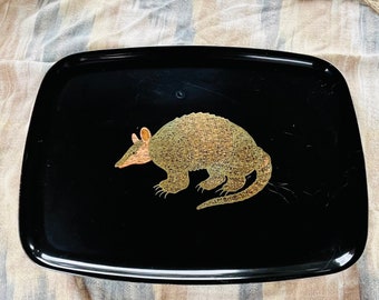 Mid-Century Couroc Armadillo Tray Rare Couroc Monterey 12.5”