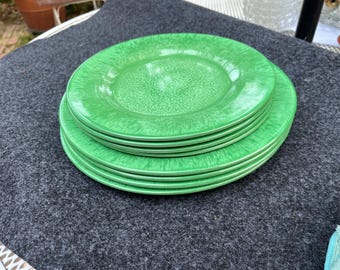 Capri Melamine PIER 1 One -Teal Green Crackle 11" Dinner Plate or 4 Lunch Plates 9"