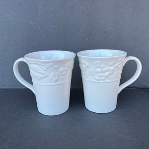 1998 Wedgwood cups-white raised grapes pattern -made in England