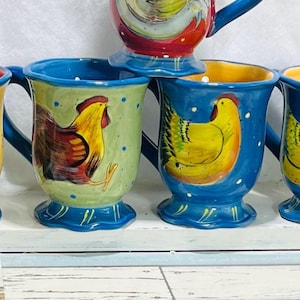 Susan Winget Rooster Mugs: Country Farmhouse Decor-Country Collage- Certified international
